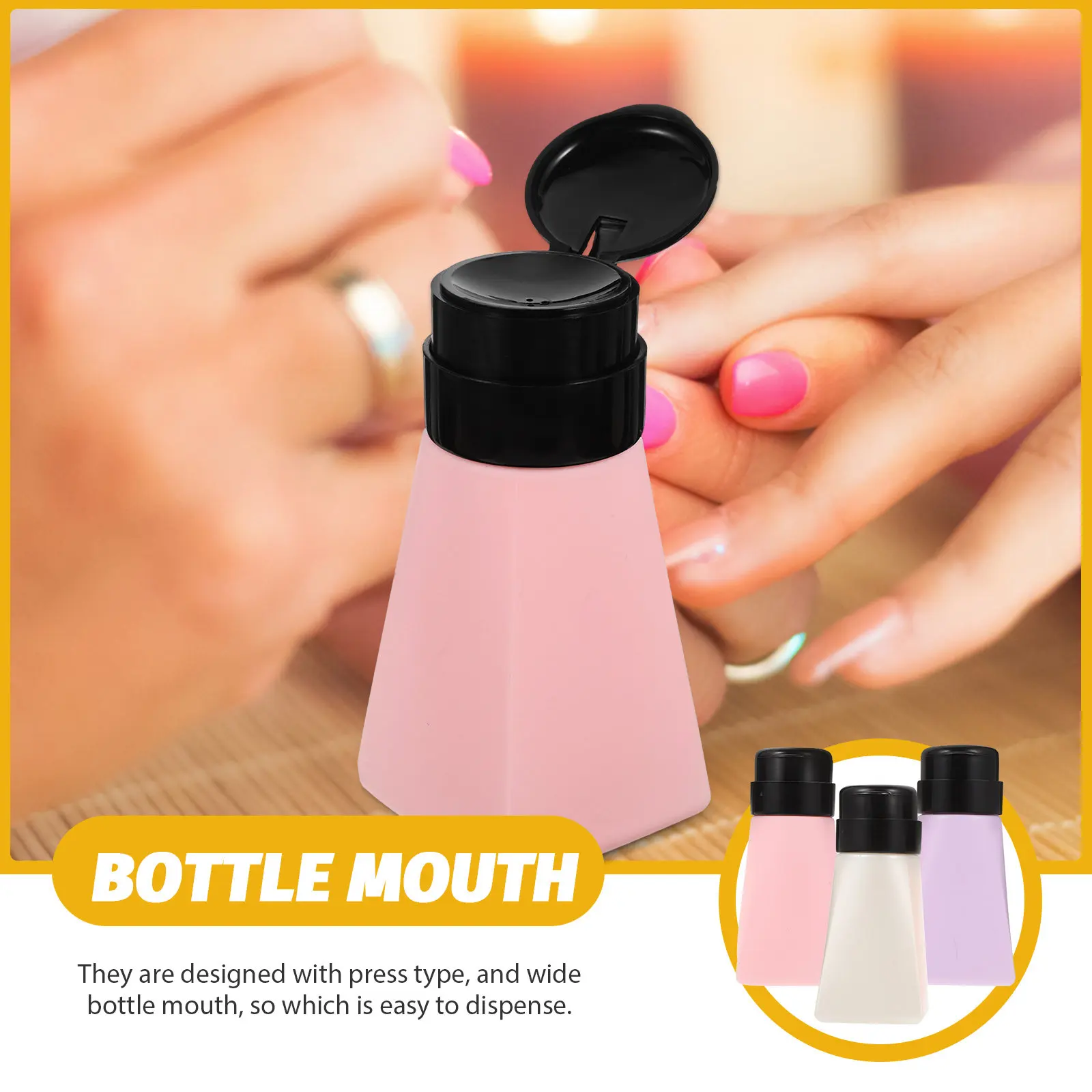 3Pcs Push Down Empty Pump Bottles Premium PP Press Liquid Dispensers for Nail Remover Cosmetics Refillable Portable Bottles view 3