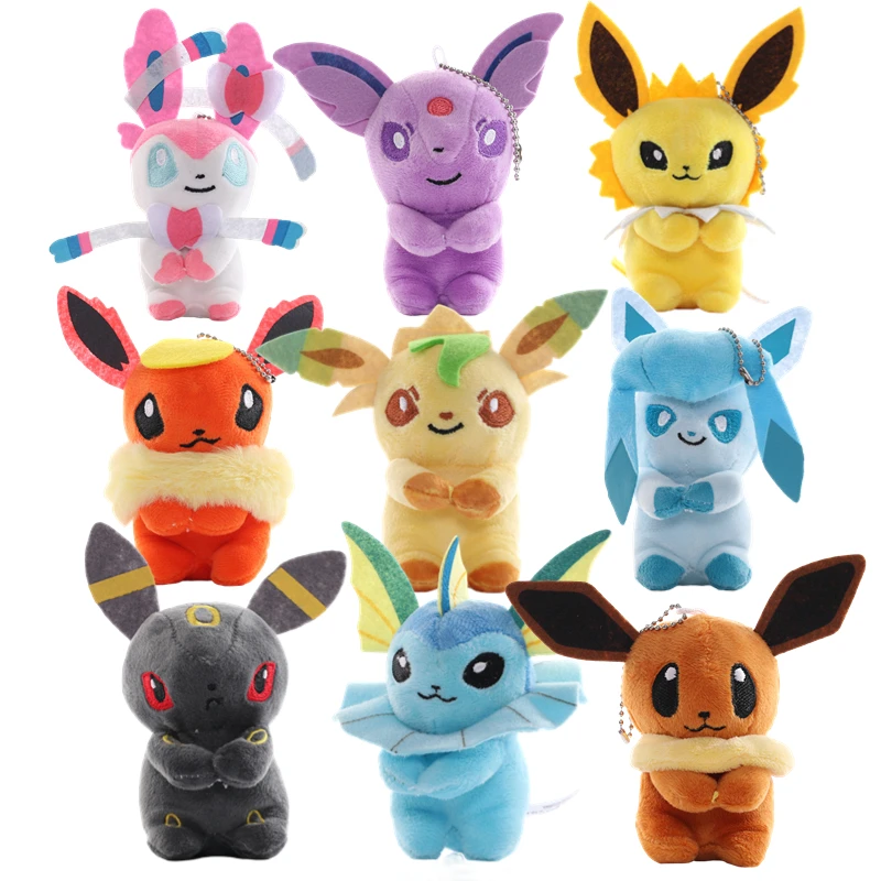 11cm Pokemon Plush Stuffed Toys Eevee Leafeon Sylveon Flareon Umbreon Vaporeon Espeon Keychain Pendant Dolls Kids Birthday Gifts