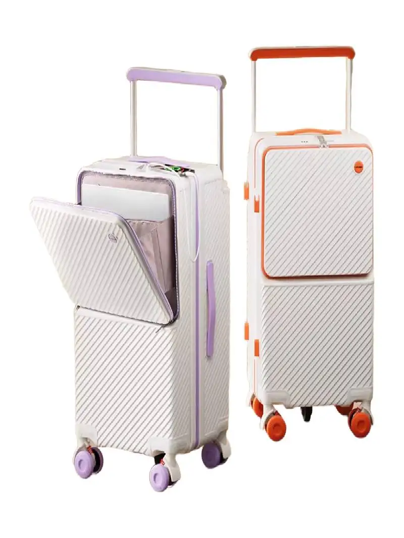 Large Capacity Women's Luggage 2026 New Style Front Opening Travel Suitcase with Wide Pull Rod And Password Lock