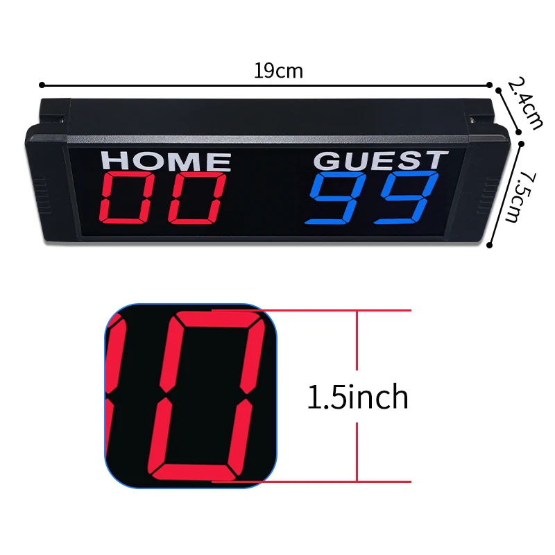 Magnetic Battery Powered Electronic Scoreboard with Remote, Portable Mini Digital LED Table Score Keeper, 1.5\