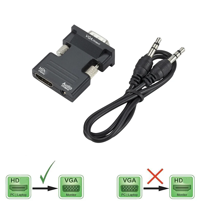 

HDMI-compatible to VGA Adapter VGA Male HD video transfer adapter with 3.5mm Audio Cable For PC Laptop TV Monitor Projector