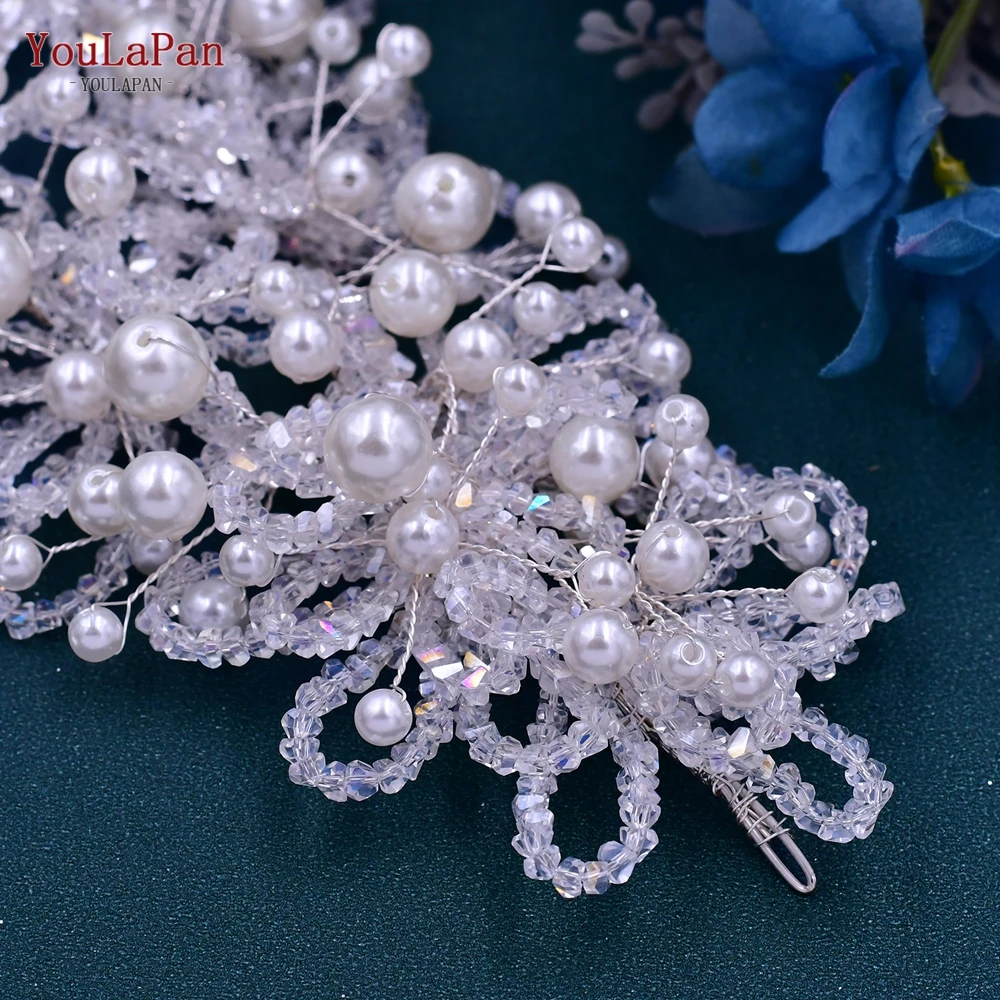 YouLaPan Pearl Bridal Tiara Wedding Headband Woman Hair Accessories Pageant Headwear Bride Headdress Hair Ornaments HP485
