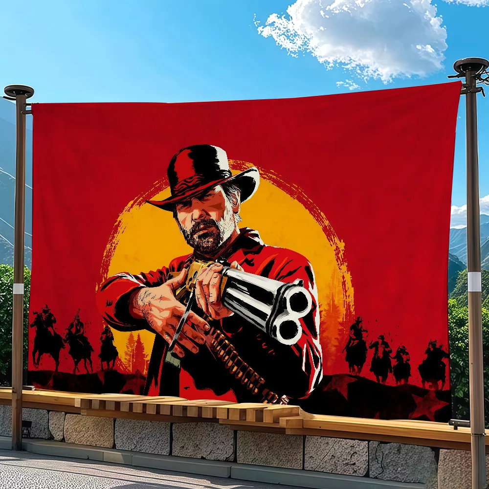 Game R-RedS D-DeadS R-Redemption Flag Tapestry Outdoor Party Bedroom Living Room Dormitory Decorative Themed Wall Hanging Banner