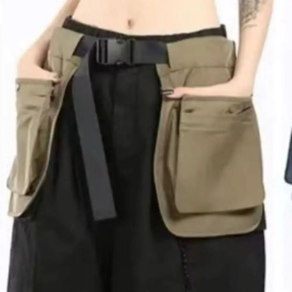 Durable Multi-functional Waist Pack Multi-pocket Adjustable Apron Belt Bag Portable Black Fanny Pack Camping