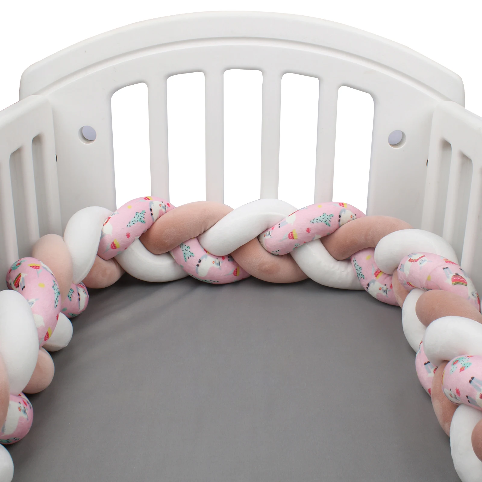 1M/2M/3M/4M Baby Crib Protector Bed Braid Knot Cushion for Kids Infant New Printing Style Baby Bed Bumpers