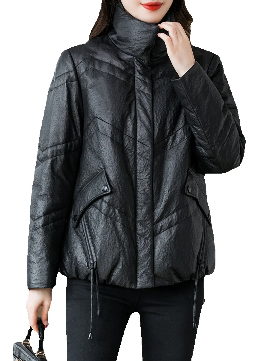 Neue Saison Echt leder Daunen leder Schaffell Damen Kurz jacke