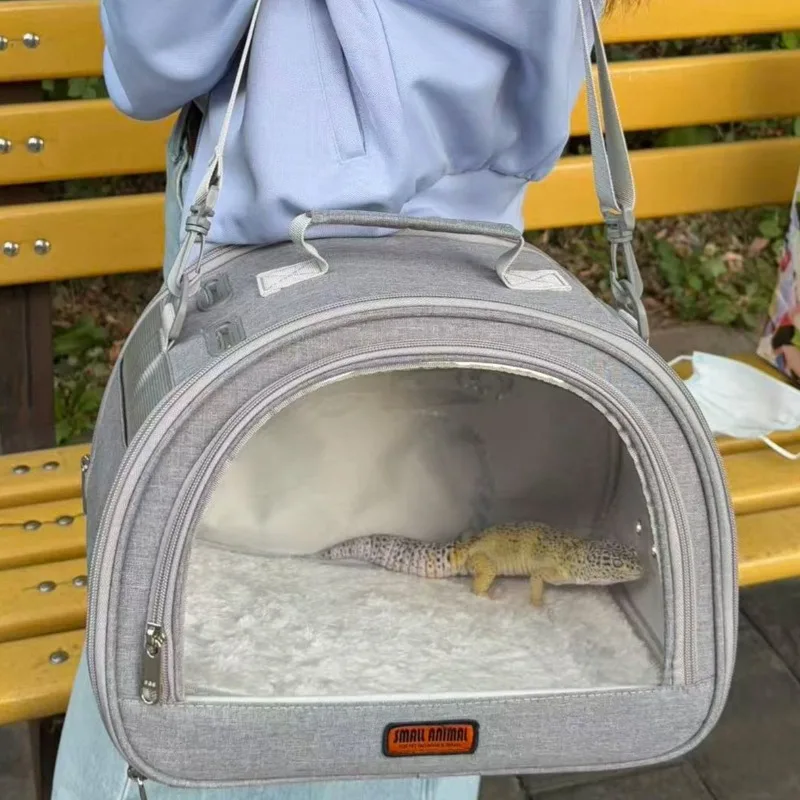 Portable Gecko Carrying Bag Travel Large Space Adjustable Reptile Crossbody Carrier Warm Lizard Carriers Small Animal Transport
