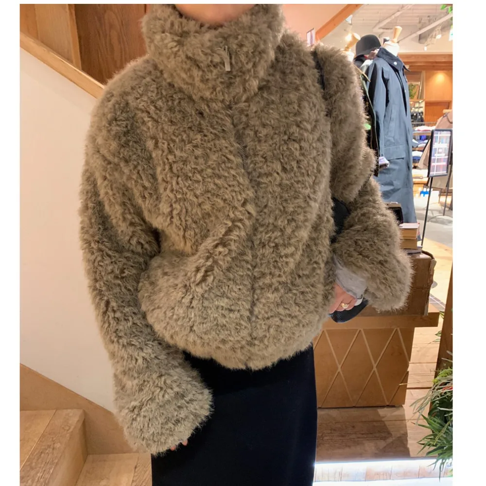 Faionable Jaet de piel de cordero blanca para mujer, ropa interior cálida antienvejecimiento para invierno, nueva ropa interior coreana Sle, informal, Street Sle