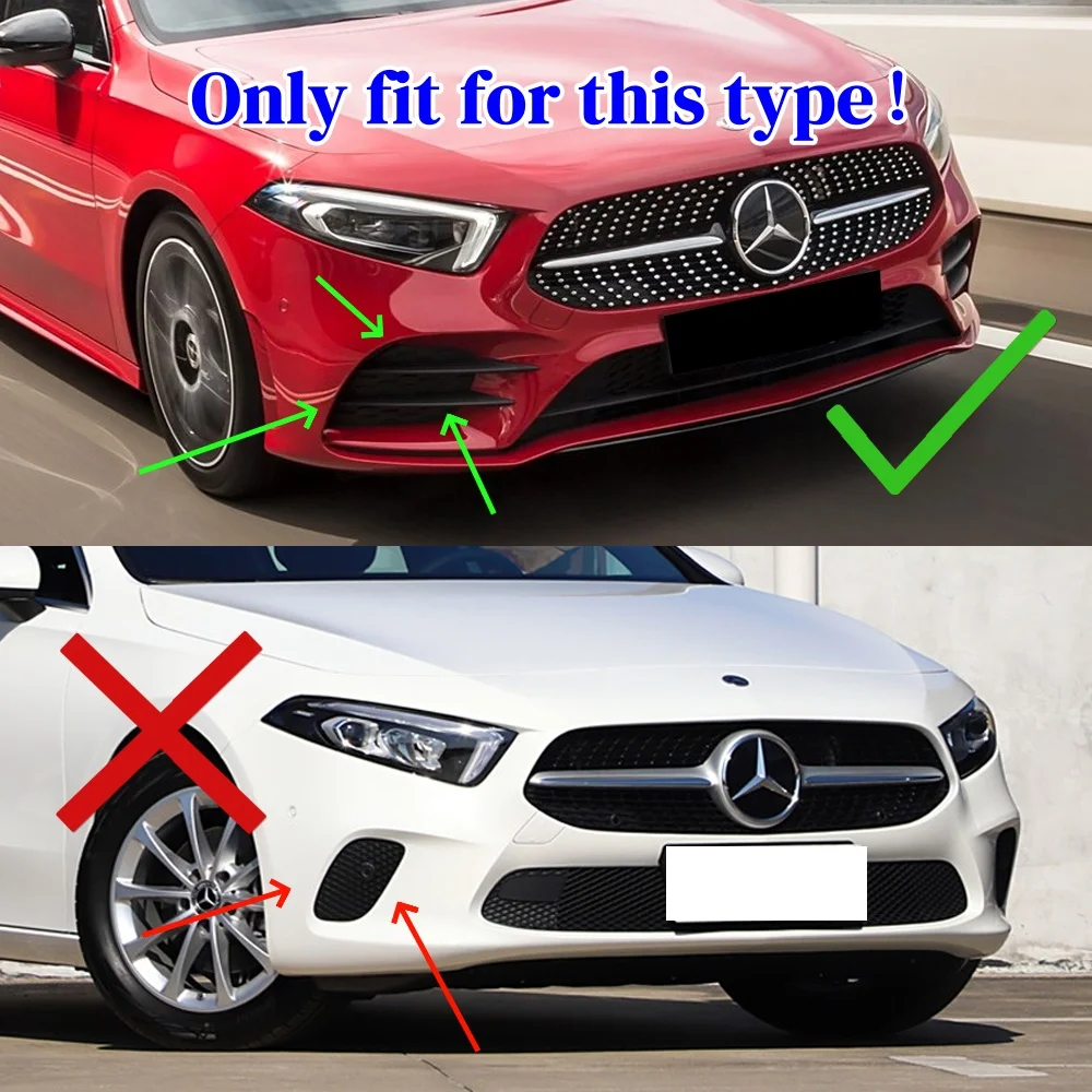 For Mercedes A Class W177 Front Bumper Spoiler Splitter Air Vent Fog Lamp Grille Trim A180 A200 A220 A35 AMG 2019-2022 Tuning