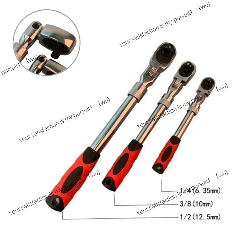 ZOCI Carbon Steel Telescopic Ratchet Automatic Quick Release Wrench, 1/4, 1/2, 3/8 Inch, 72 Tooth