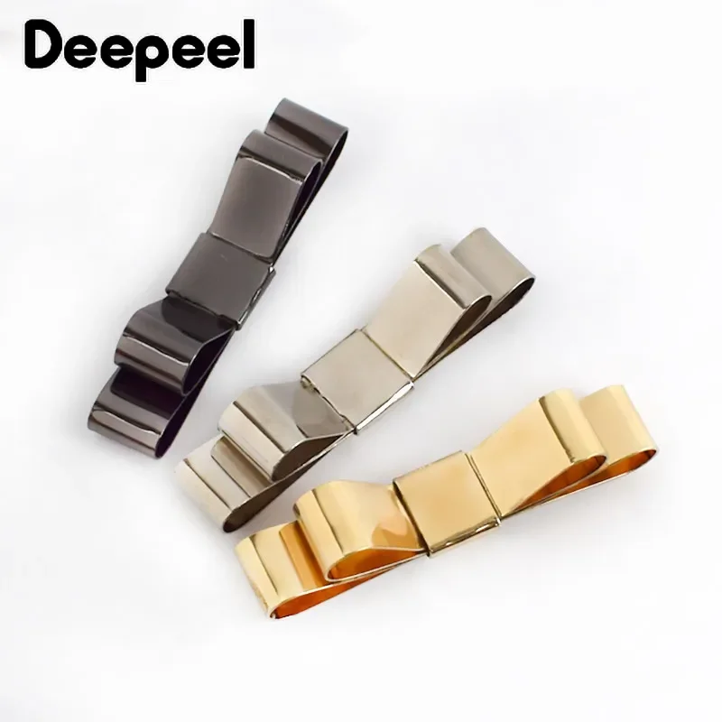 Deepeel 5/10Pcs Metal Bow-knot Buckles Shoes Handbag Leather Crafts Decor Label Buckle for DIY Hardware Sewing Accessories