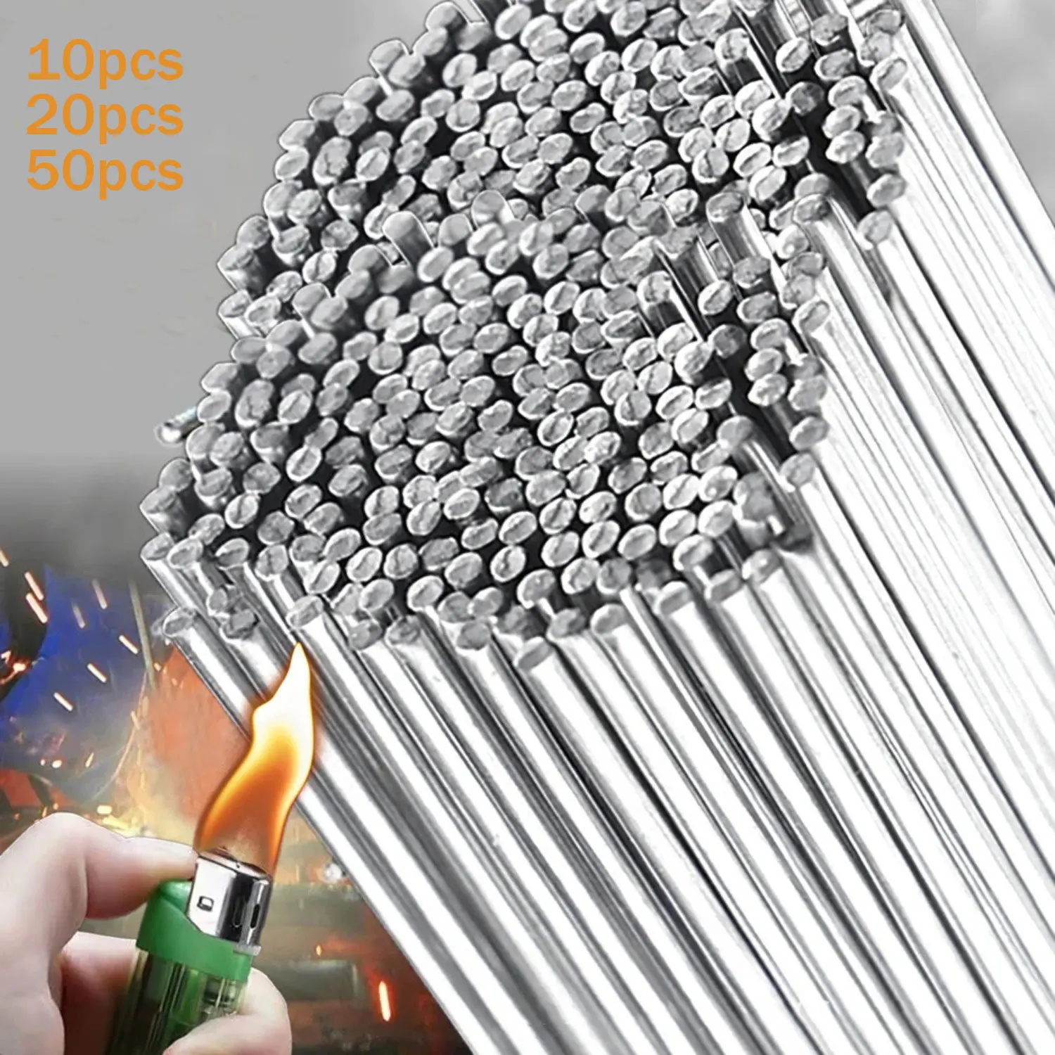 10-50pcs Low Temperature Welding Rods Tin Aluminium Flux Cored Welding Electrodes Wire Solder Aluminum Rod No Need Solder Powder
