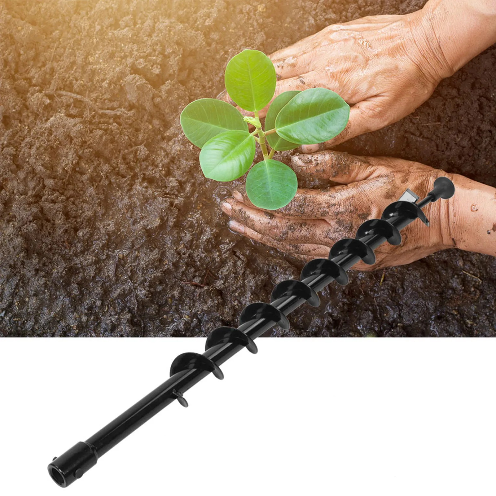 Earth Auger Digger Hole Digger Auger Ground Auger Steel Earth Auger Drill Bit Garden Post Hole Digger 60x800mm Single Blade