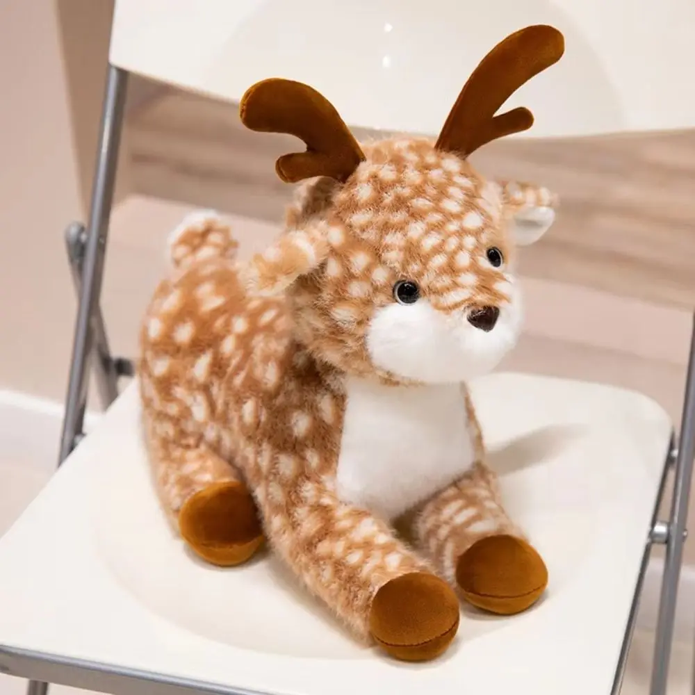 

PP Cotton Simulation Sika Deer Plush Toys Interactive Fluffy Christmas Deer Toy Comfortable Collection Stuffed Animal Dolls Toys