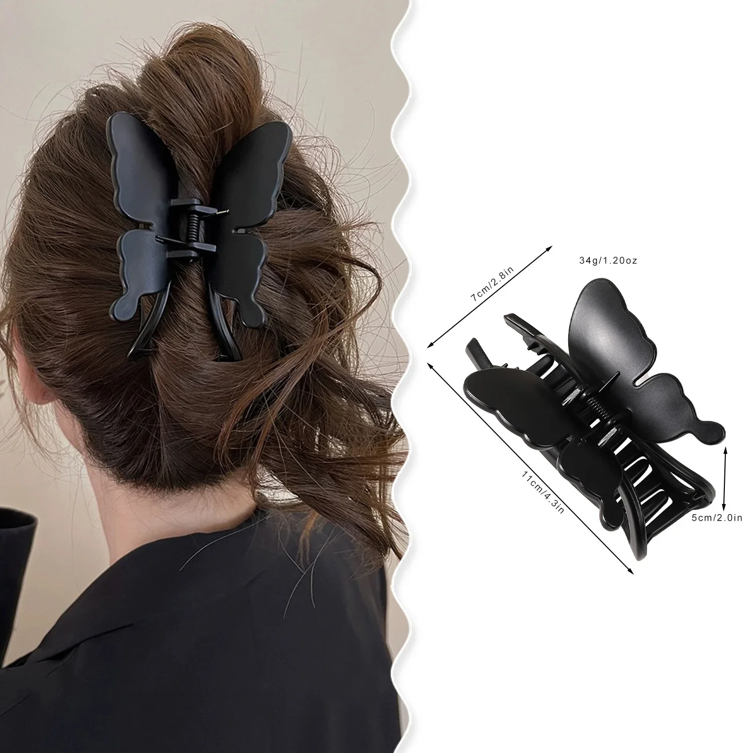 Matte Butterfly Hair Claw Vintage Ribbon Bow Hair Claw Crab Headwear Hairpin Shark Ponytail for Women Hair Accessories Barrettes