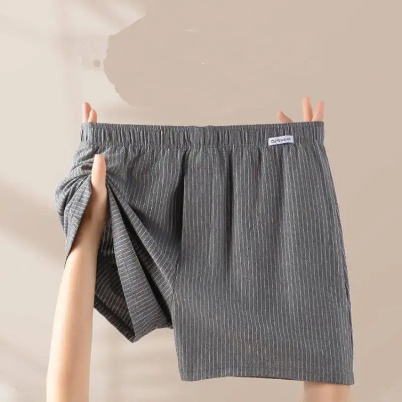 

Комплект из 3 мужских хлопковых пижамных боксеров: дышащие, повседневные, в полоску, трусы-шорты