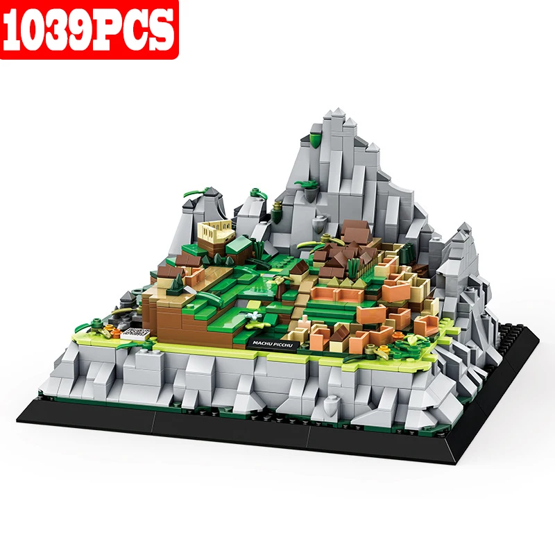 世界的に有名な歴史的遺産クスコ マチュピチュ、ペルー ランドマーク ビルディング ブロック キット、デスクトップ装飾モデル レンガのおもちゃキッズ ギフト