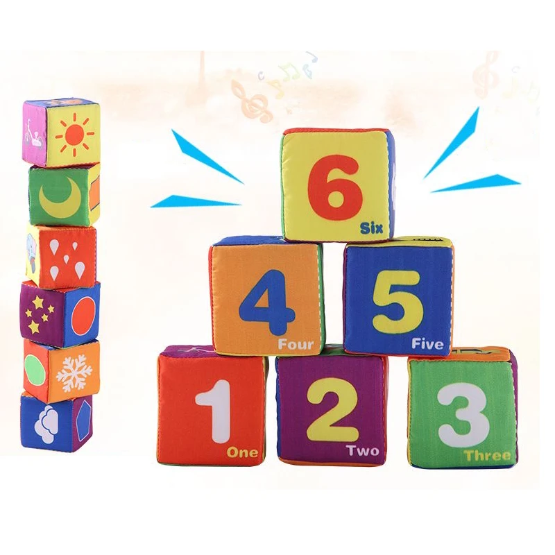 Baby Toys 0 12 Months Mobile Magic Cube With Rattle Soft Cloth Puzzle Blocks Infant Toys Educational Baby Rattle