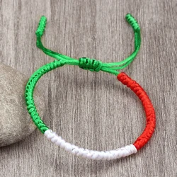 Handmade Countries Flag Color Bracelet Green White Red Rope Italy Mexico Ireland Bangles Adjustable Size Bracelets Couple Gift