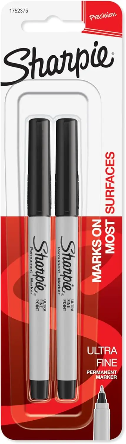 

Ultra Fine Point Permanent Markers, Black, 2 Pack for Home School Office