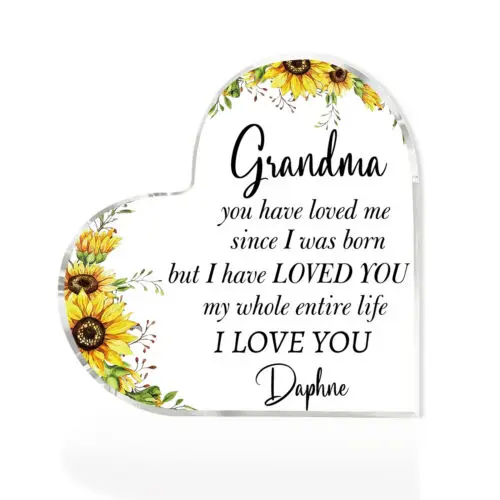 Christmas Gifts for Grandma Personalised Block Acrylic Heart Frame Plaque Custom