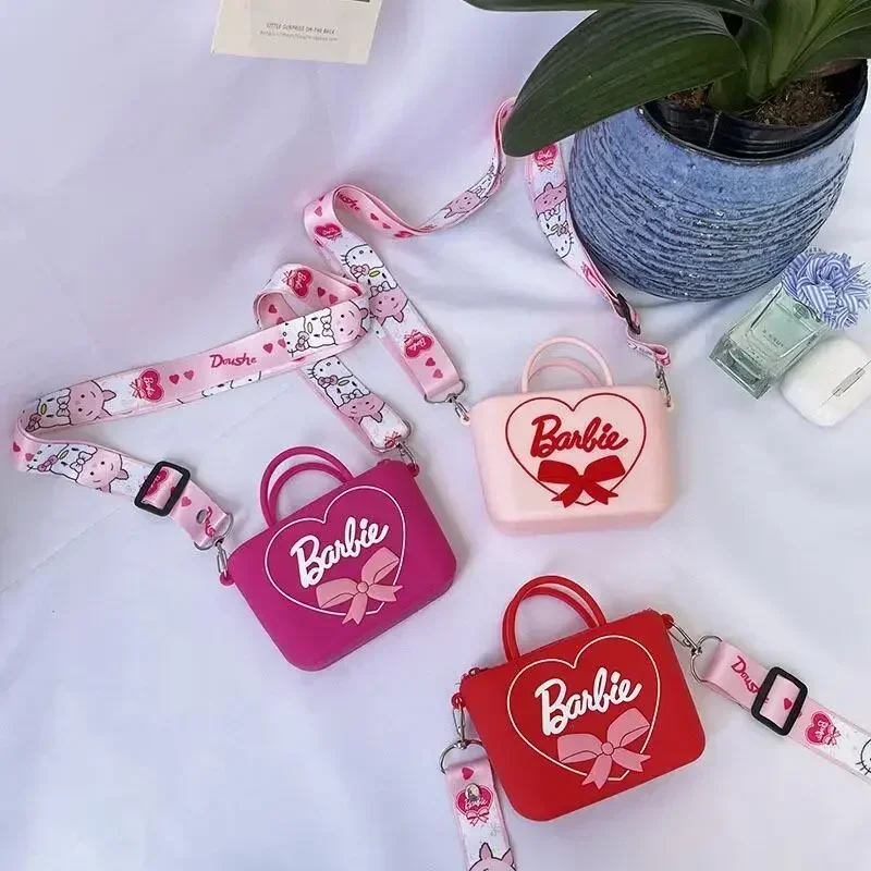 Monedero de Barbie con personalidad de moda, lindo encanto de dibujos animados, bolsa de almacenamiento de auriculares portátil, bolso de hombro inclinado, regalo de vacaciones