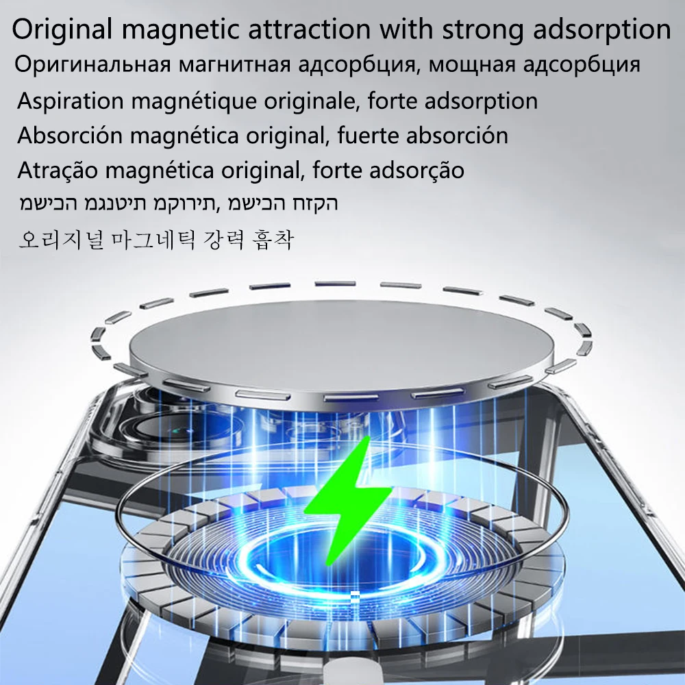 Official Original Magnet Plating Case For Iphone 17 Air 11 12 13 14 15 16 Pro Max Apple Magsafe Clear Camera Full Cover Protect