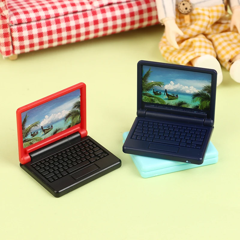1Pc Plastic Poppenhuis Miniatuur Kantoor Computer Speelgoed Model Mini Simulatie Laptop Poppenhuis Decoratie Accessoires