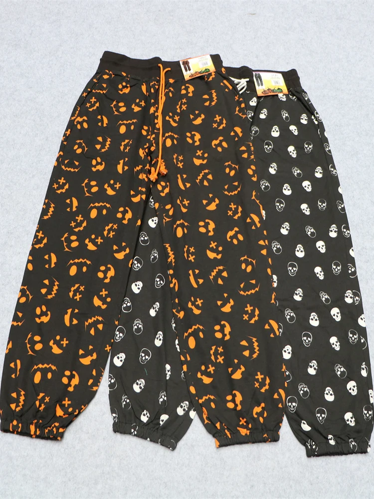 

Свободные спортивные штаны с принтом на Хэллоуин для пар, удобные повседневные брюки из смеси хлопка и полиэстера для домашнего спорта