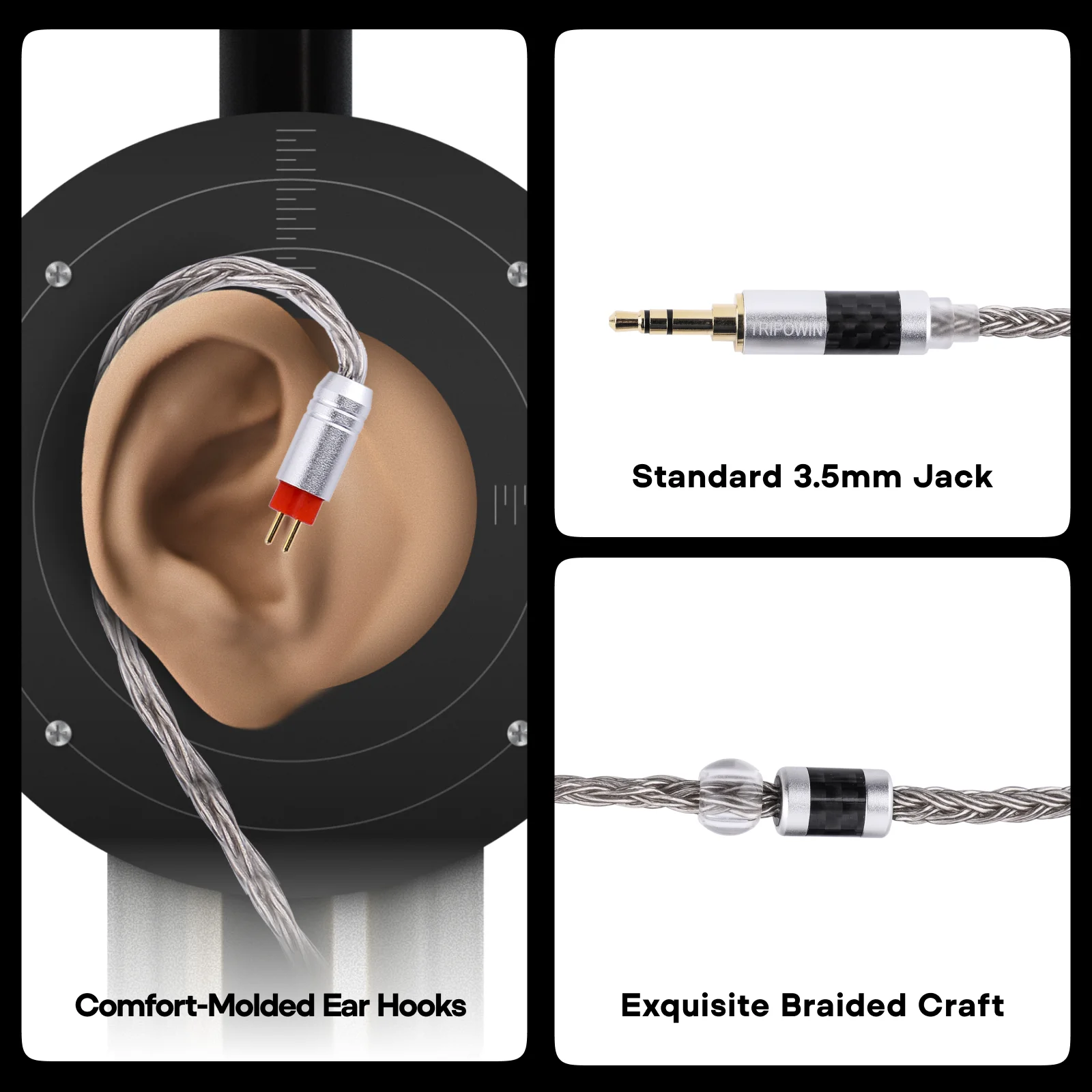 Tripowin Zonie 2 metry 16-żyłowy posrebrzany kabel Kabel słuchawkowy SPC QDC MMCX 2 PIN dla 7HZ Zero — zdjęcie produktu 6