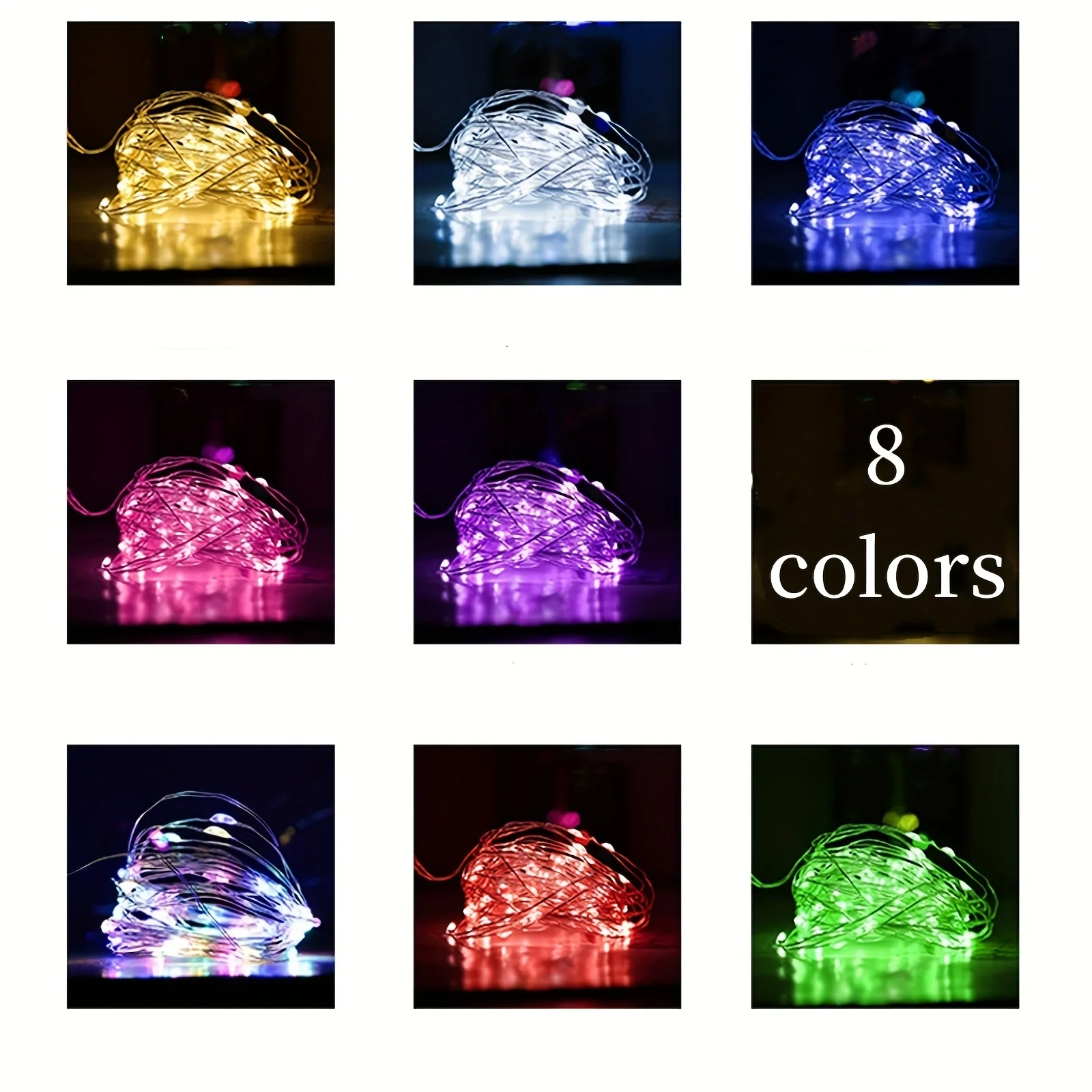 10Pcs LED String Lights 8colors Atmosphere Colored Light Battery Powered Fairy Lights For Christmas Outdoor Room Festival Decor