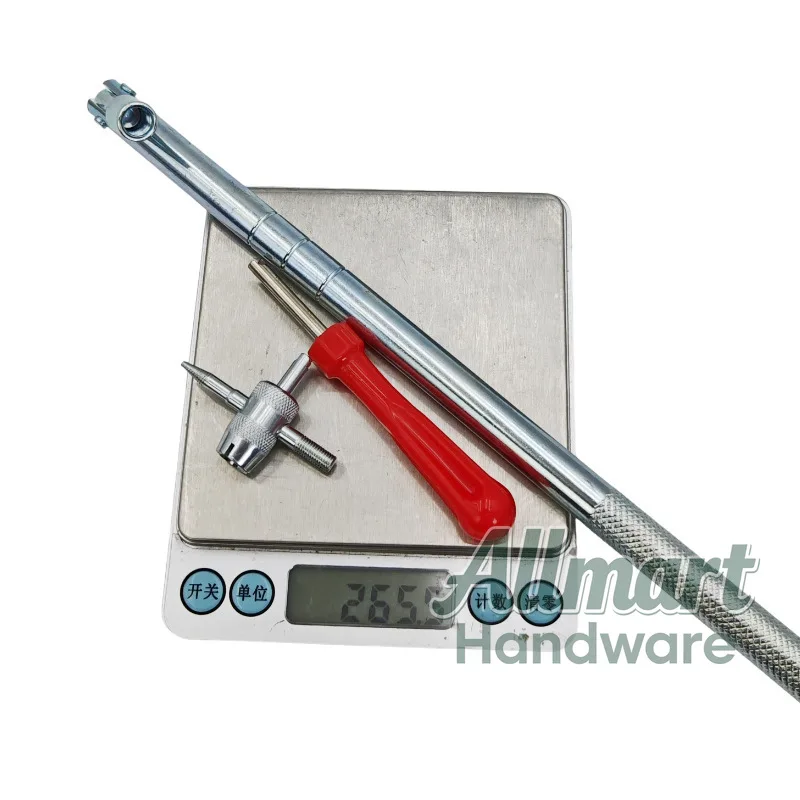 Fotografia 6: Conjunto de ferramentas profissionais para reparo de pneus, ferramenta de instalação de válvulas, compatível com chave de núcleo de válvula, durável.
