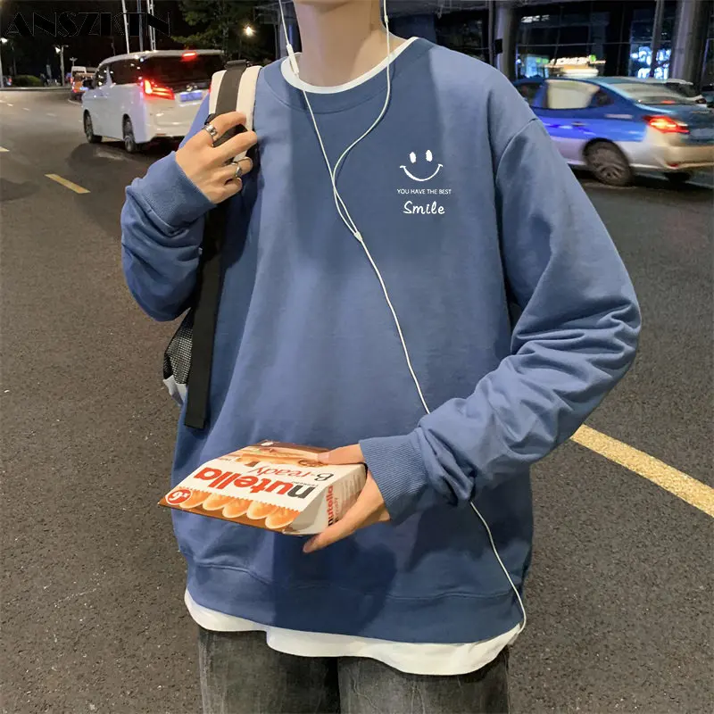 

Новинка осенне-весенние леггинсы ANSZKTN, Мужская футболка с длинным рукавом и круглым вырезом, пуловер