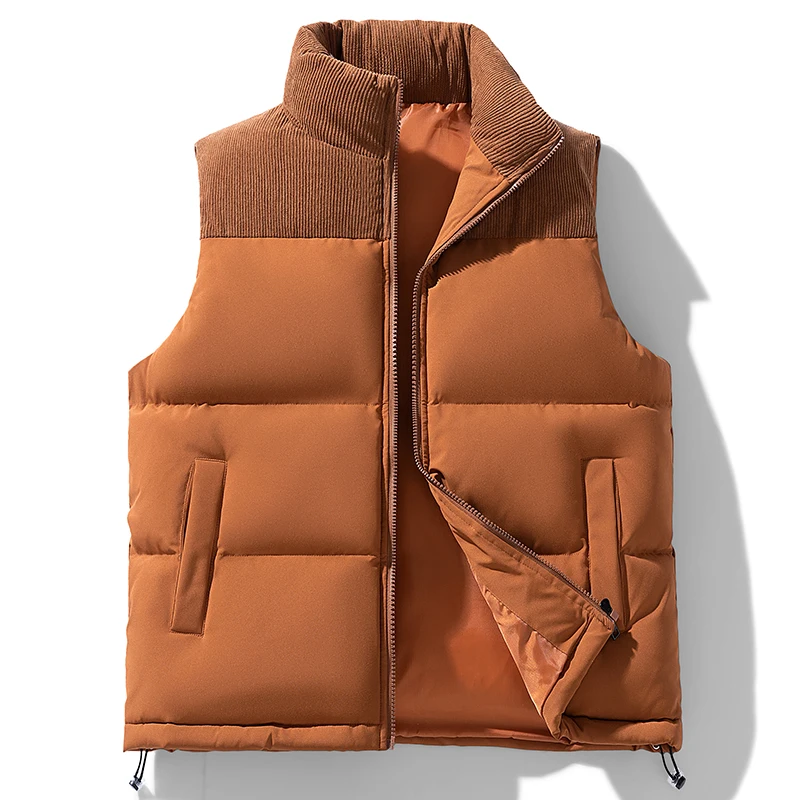 Autumn Men's Vests Loose Casual Sleeveless Jacket Zipper Vests Clothes Men Vest Jackets Thick Vests Male Cotton-Padded Coats