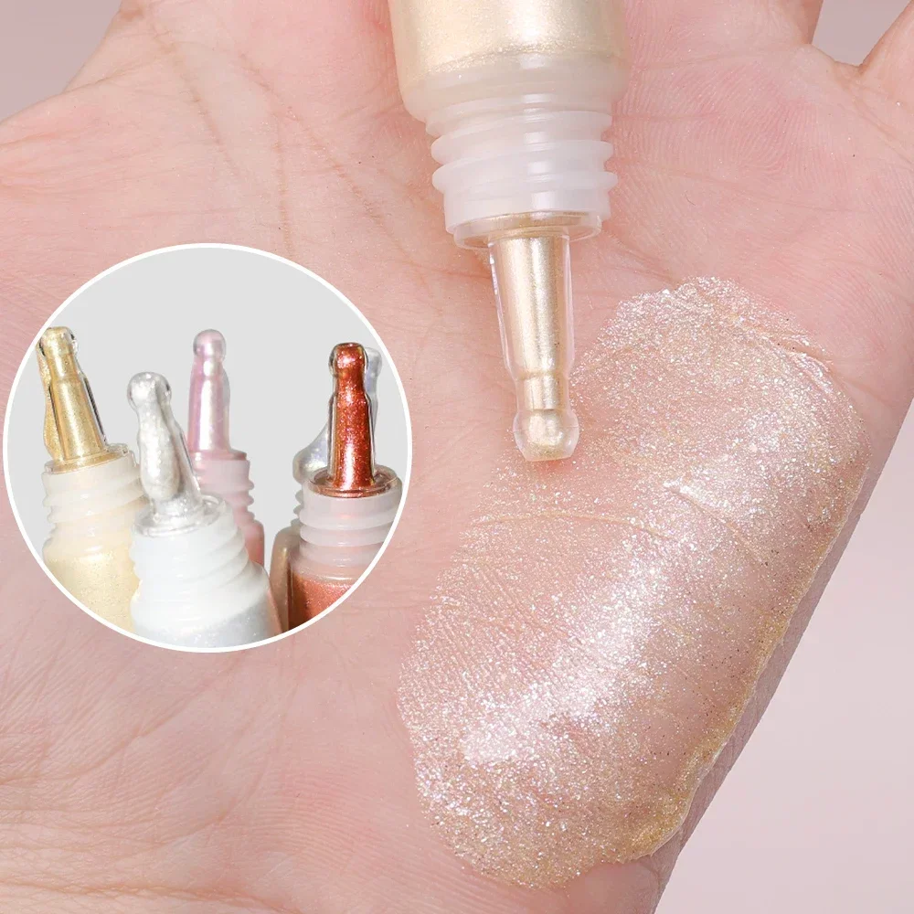 Glitter Highlighter Liquid Pearlescent Waterproof Longlasting Brightening Liquid Highlighter Stick Eyes Face Makeup Cosmetics