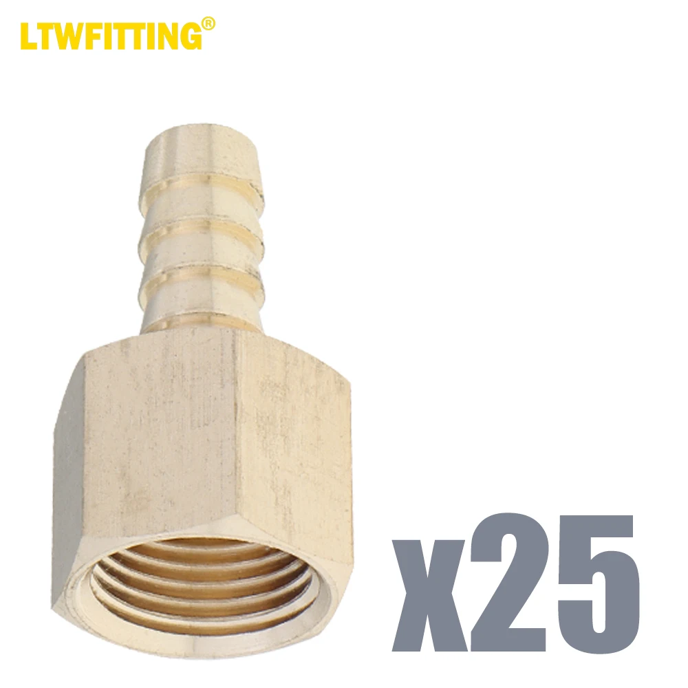 

LTWFITTING LF Brass Fitting Coupler/Adapter 5/16" Hose Barb x 3/8" Female NPT Fuel Gas Water (Pack of 25)