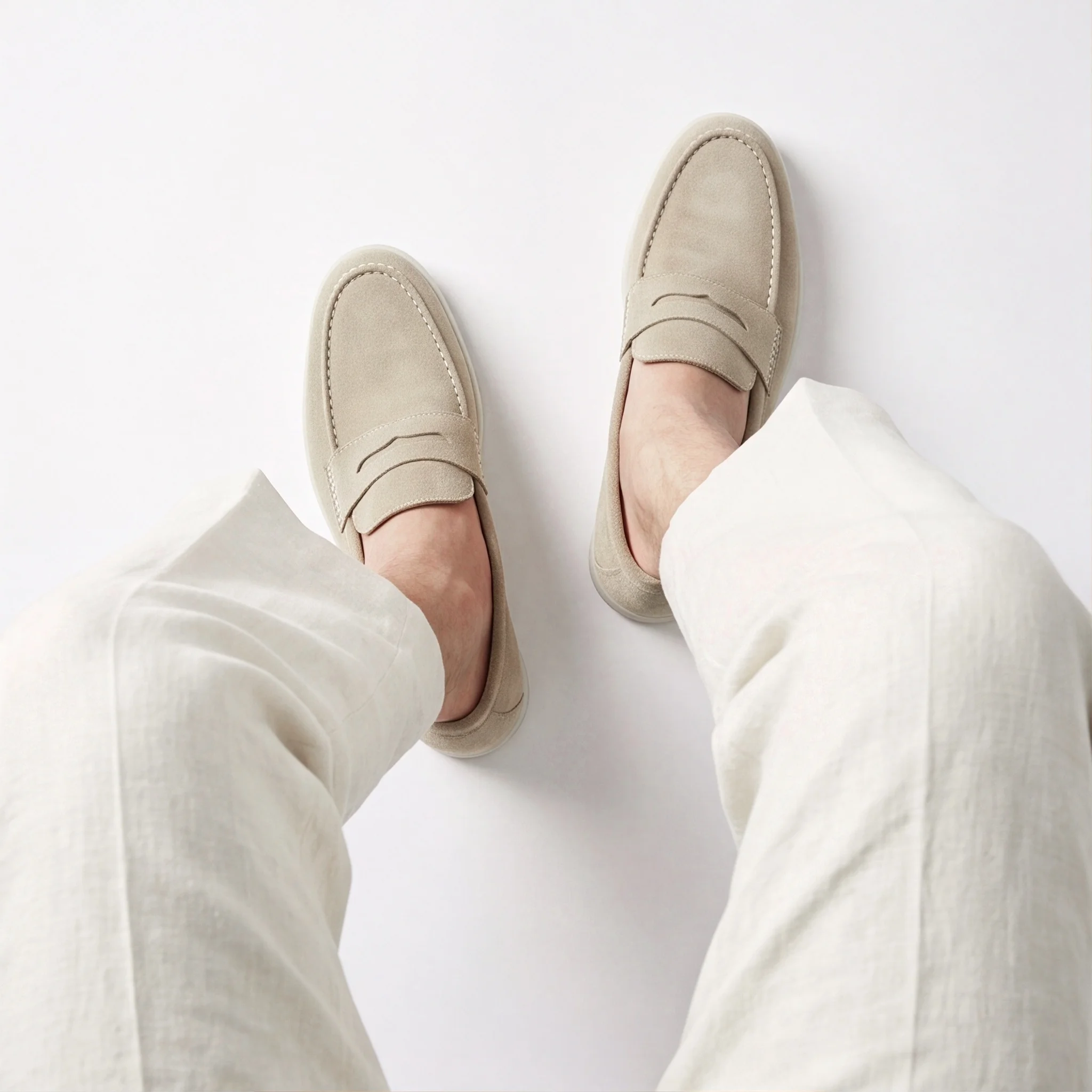Herren-Loafer und Slipper, Mokassins für Herren, Freizeit-Schuhe, flache Sohle mit niedrigem Absatz, Penny-Schnalle. – Detail 5