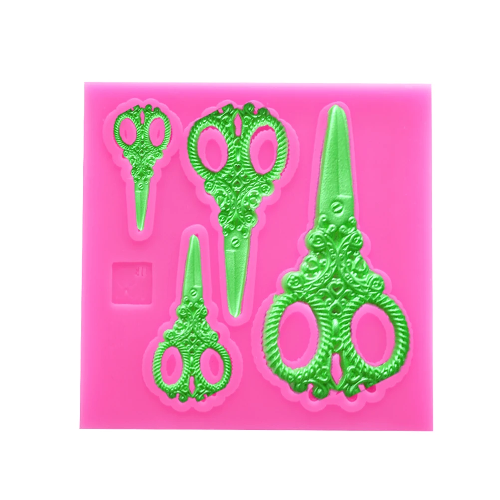 

Scissors Silicone Baking Mold Cake Decorating Tool Fondant Chocolate Dessert Cupcake Craft Maker Diy Bakeware Pink Non-Stick