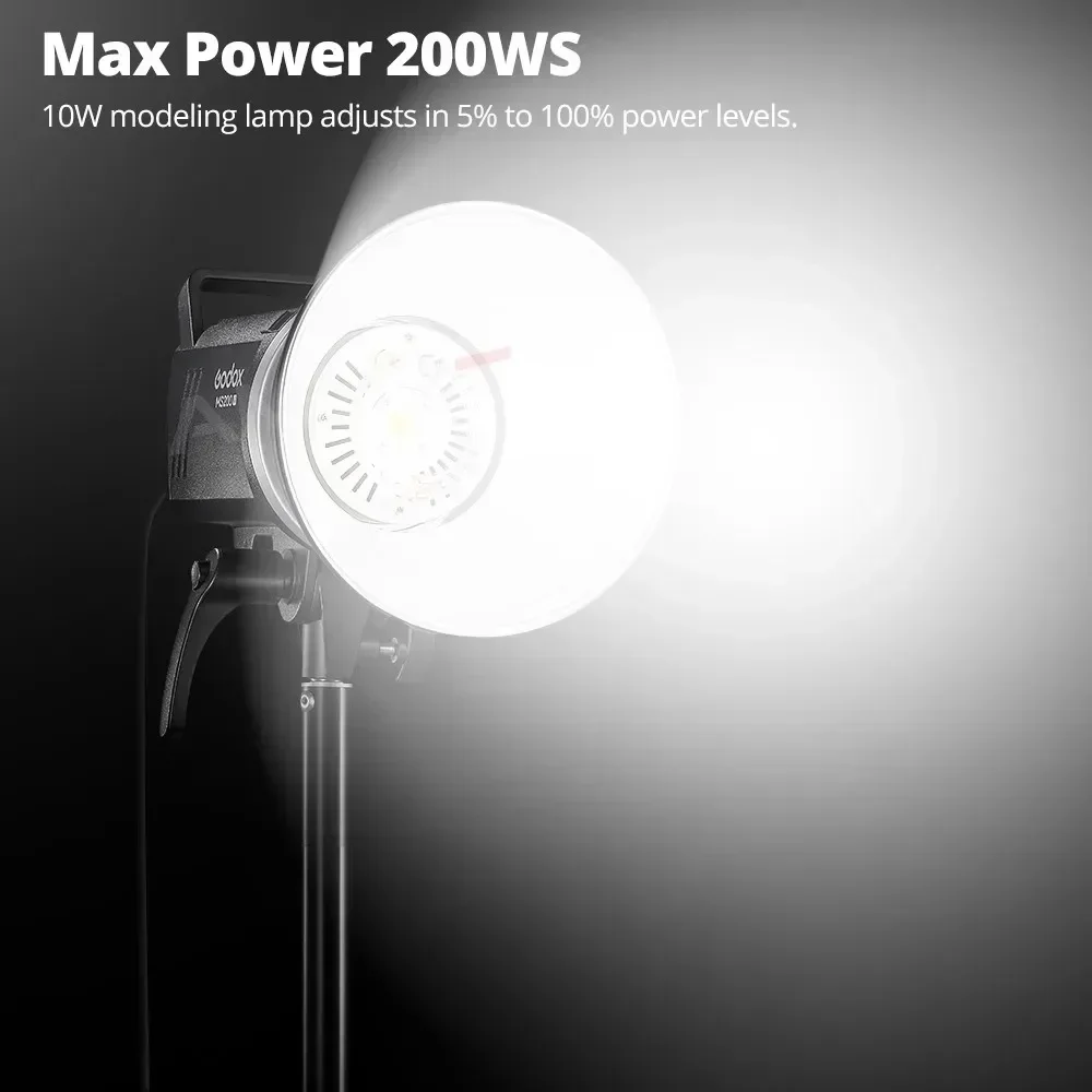 Godox 200W MS200V 300W MS300V LED Studio Flash Built-in 2.4G Wireless Receiver Lightweight Compact Bowens Mount LED Modeling Lam