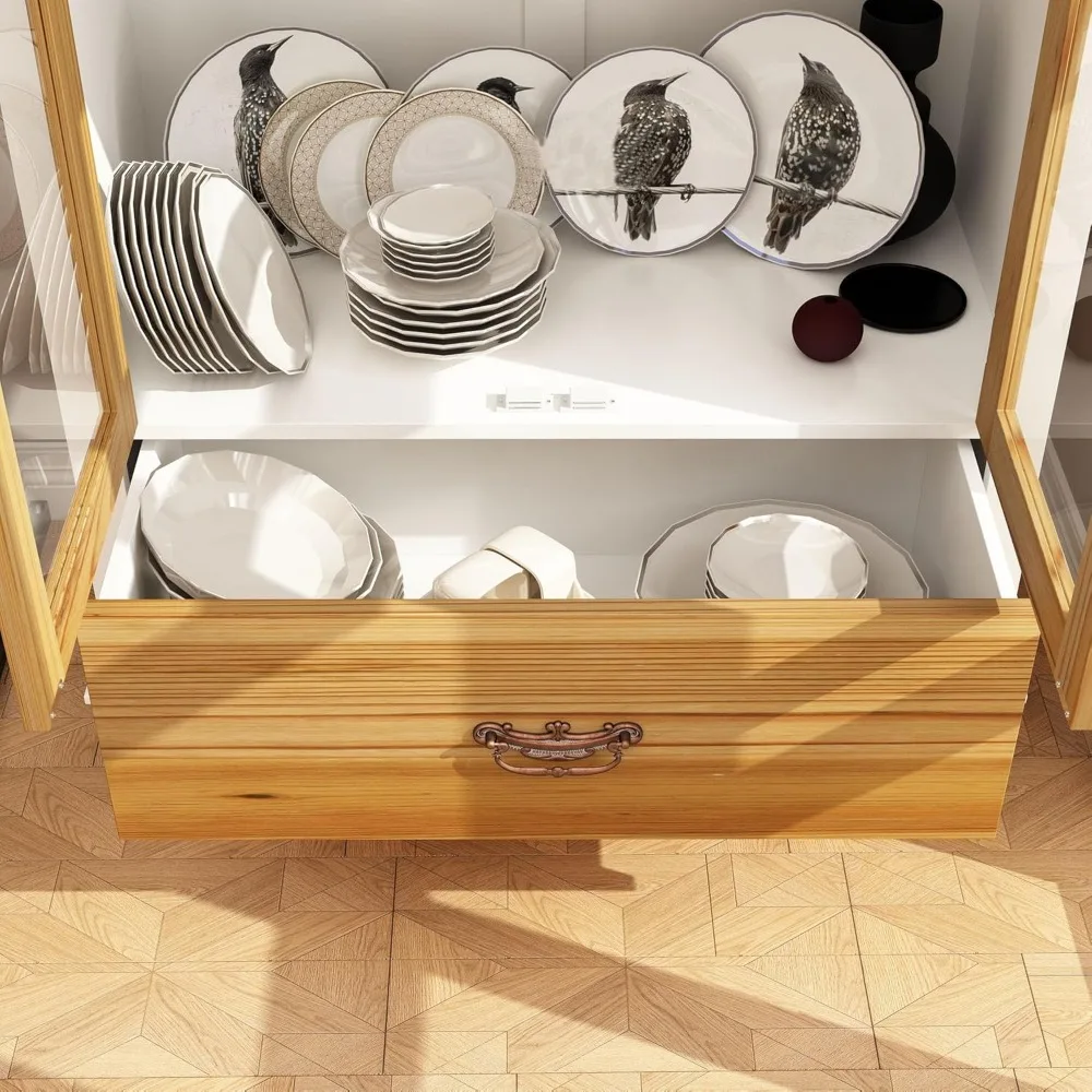 خزانة خشبية طويلة مع أبواب وأدراج وأرفف مفتوحة للمكتب المنزلي وغرفة المعيشة والدراسة وتنظيم الحمام