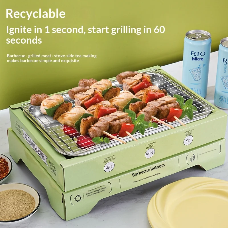 Portable Disposable Charcoal BBQ Grill Foldable Smokeless Outdoor Camping Grill for Picnic Backyard Beach Party Home Use