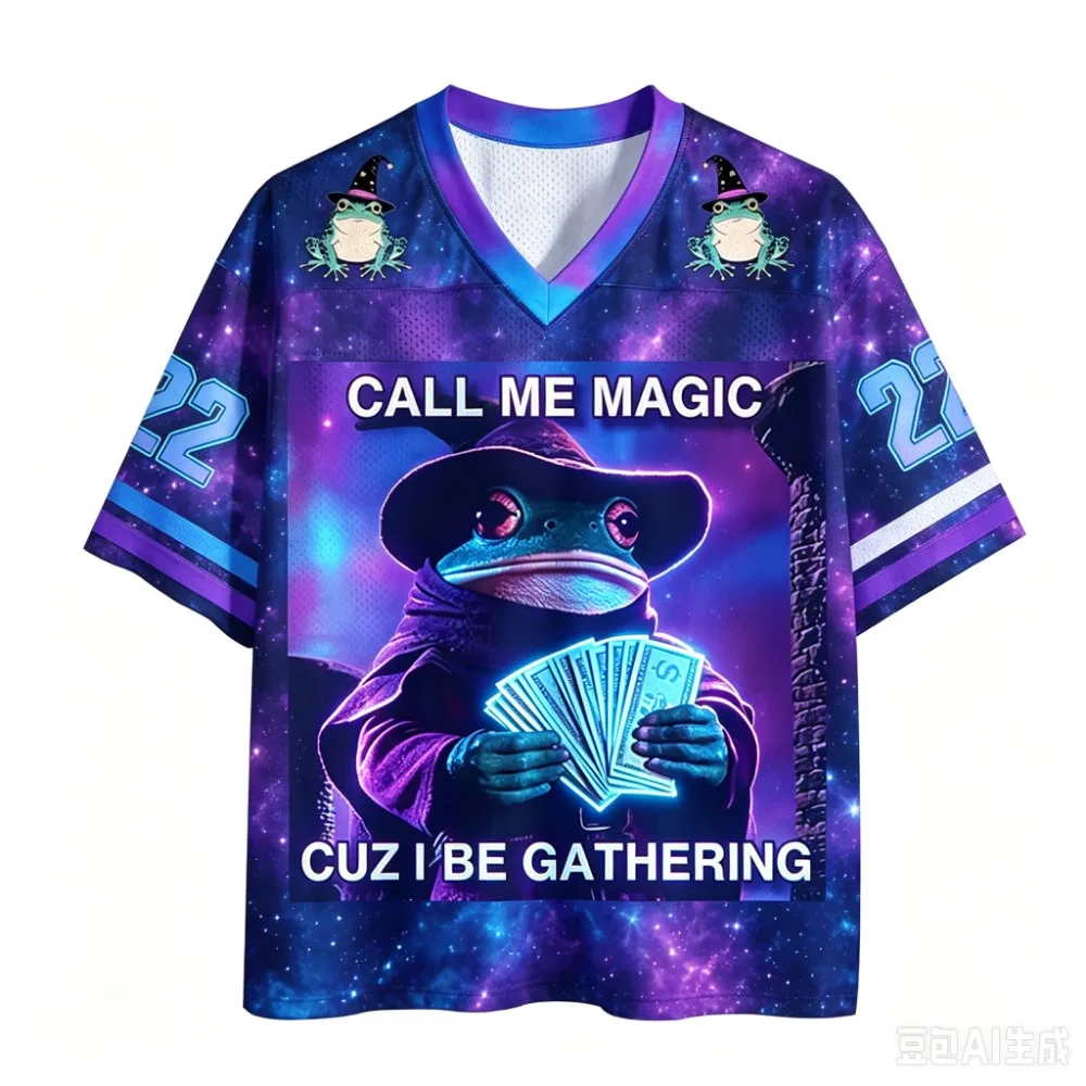 Frog Mage Pattern Gothic Punk Style 3D Print Sport Quickdry Breath Men Vneck Plus-sizeT-Shirt Outdoor Street Casual Parent-Child