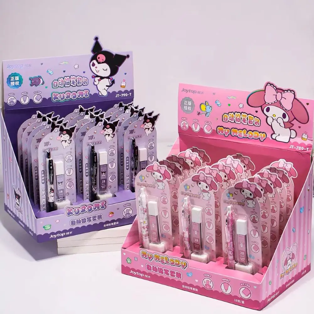 Genuine Sanrio Mechanical Pencil Set Cute Kuromi Melody Cartoon Stationery Pencils School Wholesale Prizes Study Gifts
