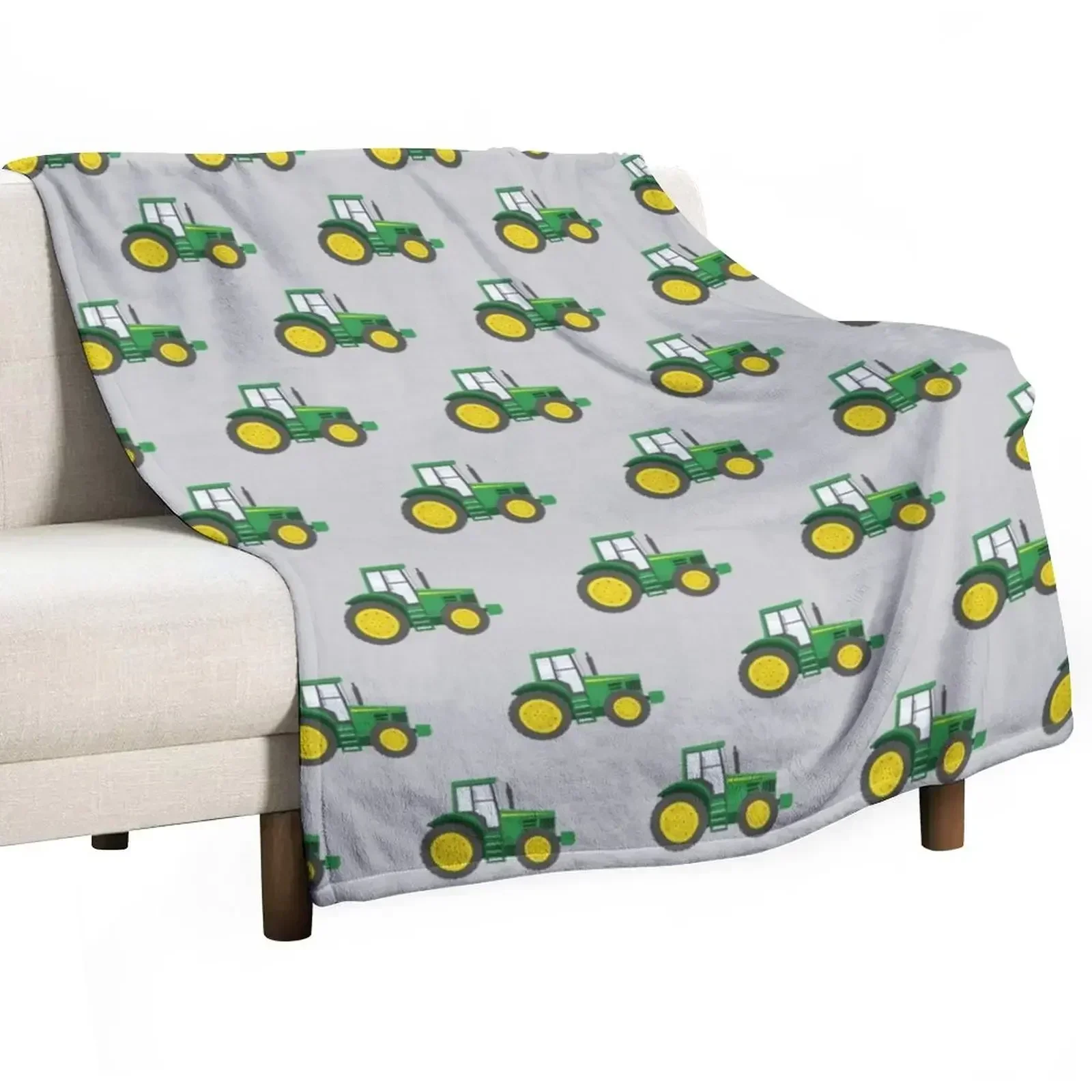 

Green Tractors on Grey - Farming - Farm Themed Throw Blanket Fashion Sofas for sofa warm for winter Blankets