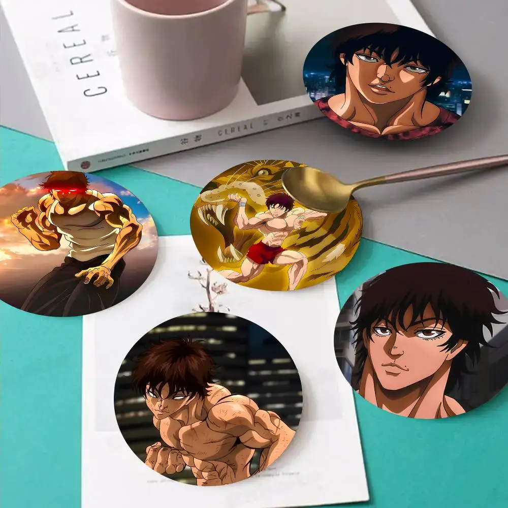 1pc Baki Hanma Wooden Coaster Colour Printing Cup Mat Home Desk Decoration Gifts