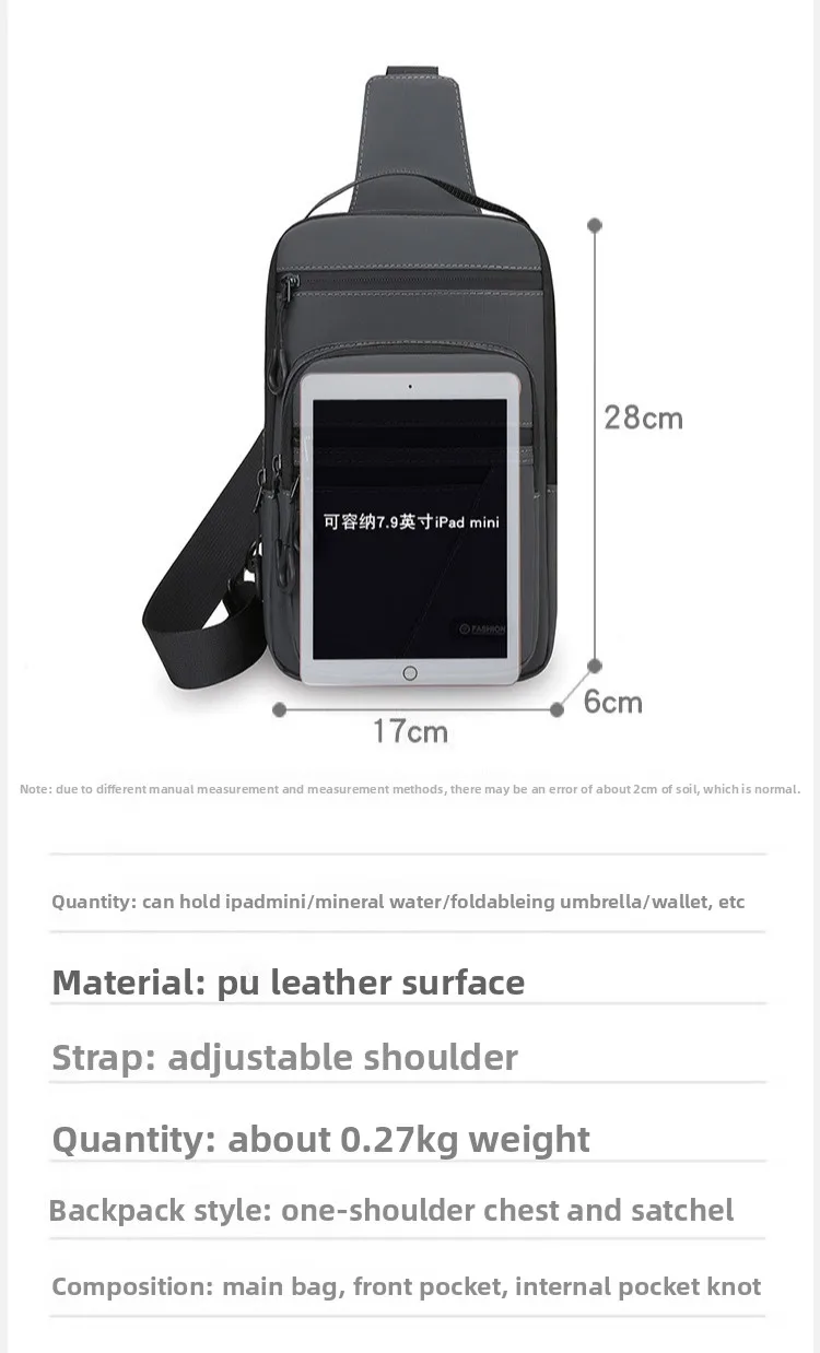 New Minimalist Men's Chest Bag, Casual Sports Single-shoulder Bag, Multi-layered Versatile Crossbody Bag, Cycling Crossbody Bag