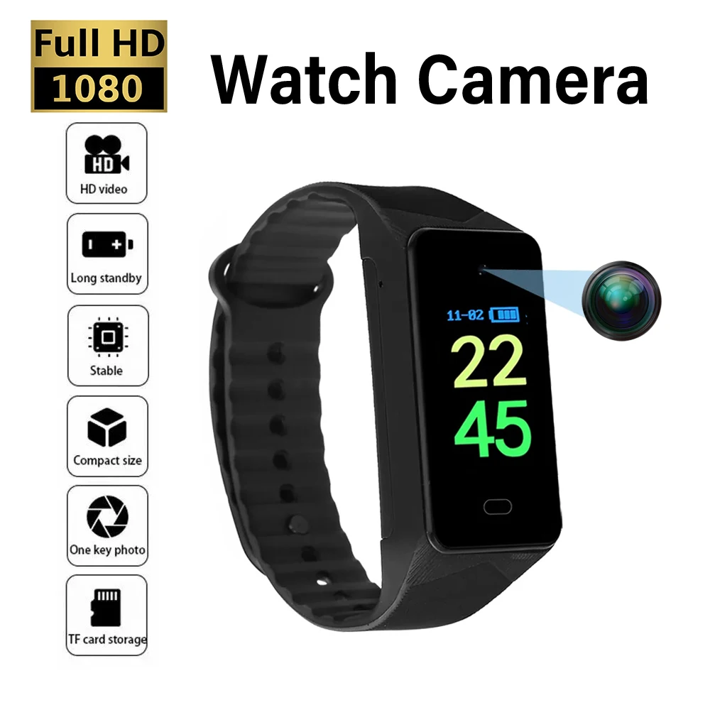 

Mini Camera HD 1080P Sport Watch Wearable Surveillance Home Security Monitor DV Camcorder Small Cam Bodycam Action Recorder