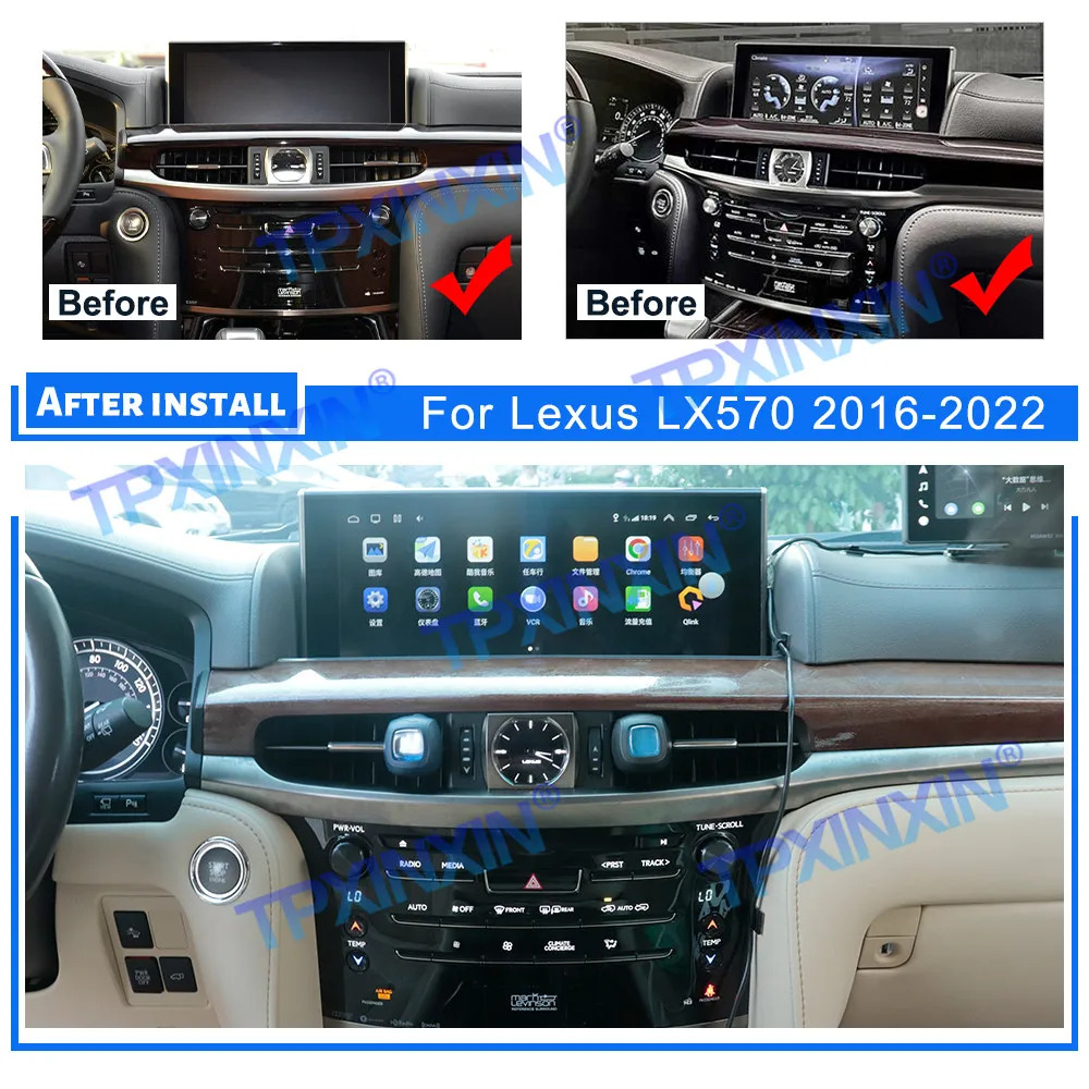 2 Din For Lexus LX570 2016-2022 Android 13.0 6GB+128GB Car Radio GPS Navigation Auto Stereo Tape Recoder Head Unit DSP Carplay