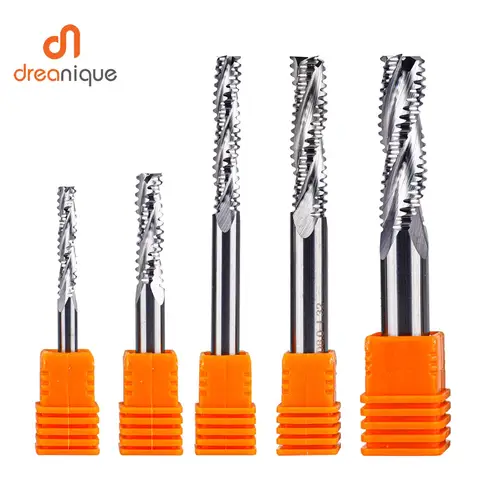 Dreanique 1pc 3 플루트 솔리드 카바이드 헤비 듀티 러핑 밀링 커터 4mm-12mm 목공 슬로팅 CNC 거친 곡물 거친