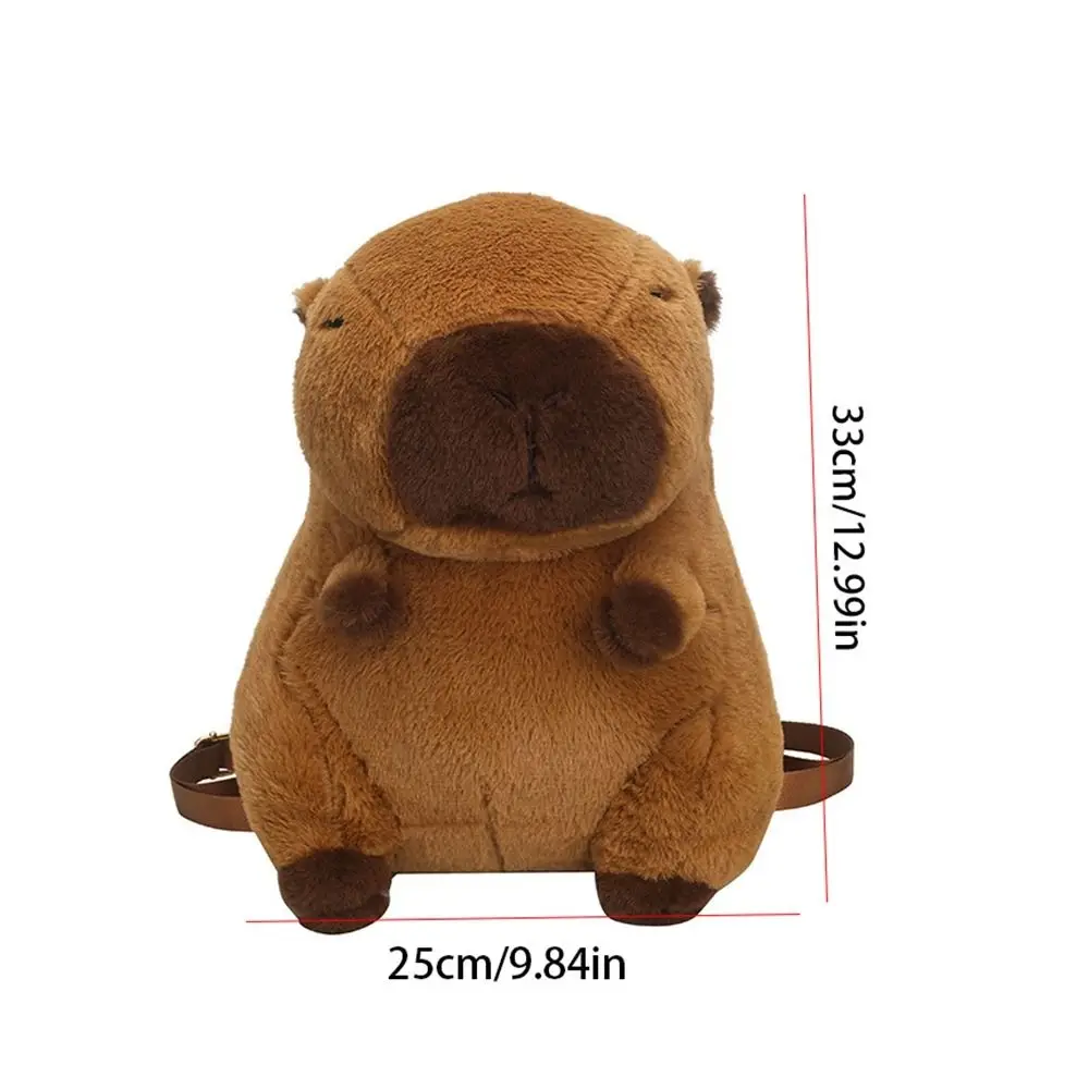 Kawaii capibara peluche zaino carino capibara bambola borsa a tracolla borsa morbida calda borsa da scuola capibara per ragazze regali di capodanno